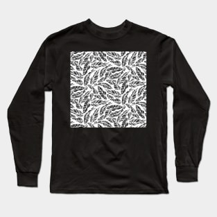 Black and White Leaves Long Sleeve T-Shirt